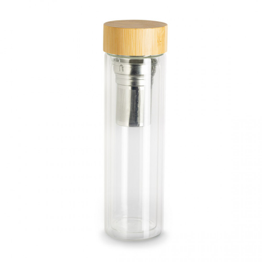 Sublimations - Glasflasche mit Teesieb & Bambusdeckel 420ml